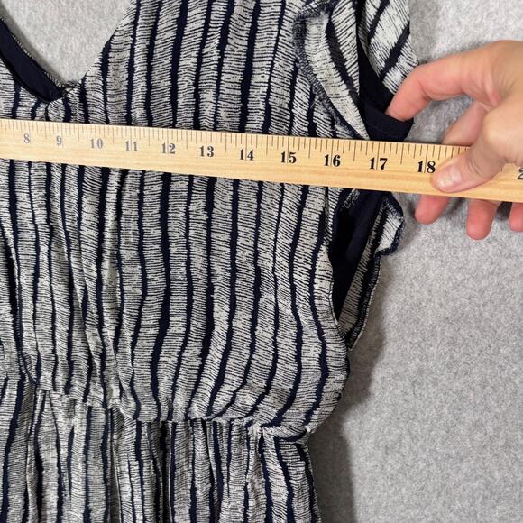 Cortefiel Dress Small Navy Flowy Flutter Elastic Waist Comfort Beachy Nautical - Picture 6 of 12